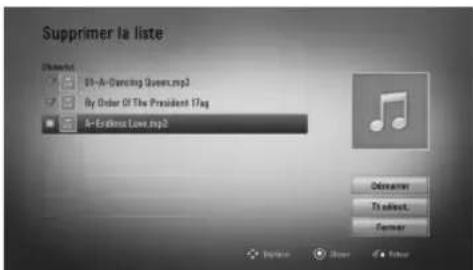LG HRX570 - Suppression d'un fichier audio de votre liste de lecture - 1