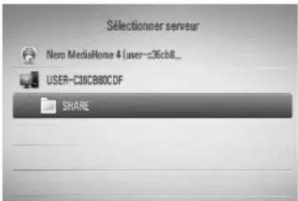 Sélectionner serveur Nero MediaHome 4 (user-c36cb8_) USER-C36CB80CDF SHARE
