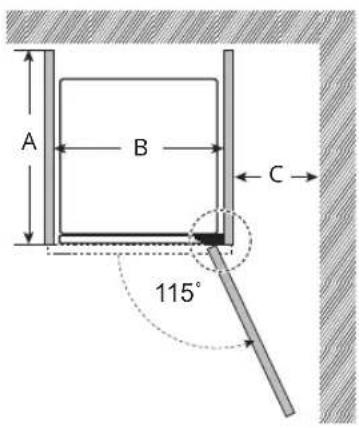 LG S3CW - Dégagements pour l'installation dans une zone encastrée ou dans un placard - 1