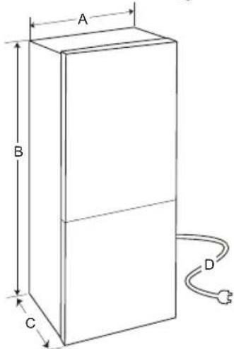 LG GBB61BLHEC - Dimensioni e distance - 1