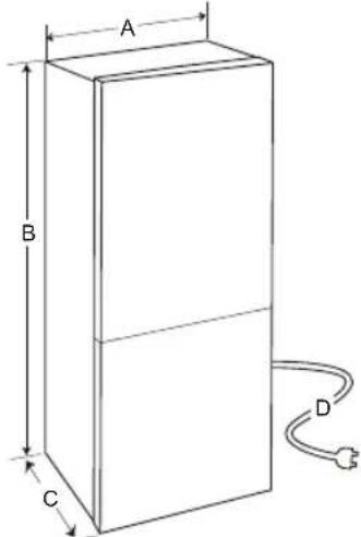 LG GBB61BLHEC - Méretek és hézagok - 1