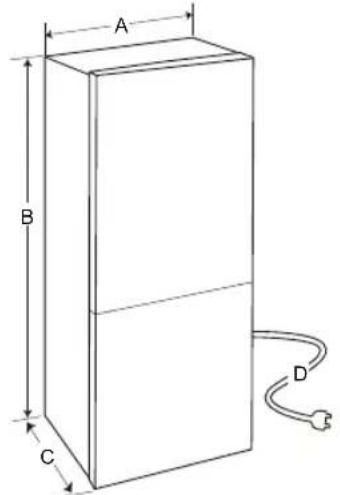 LG GBB61BLHEC - Mööttmed ja vahemaad - 1