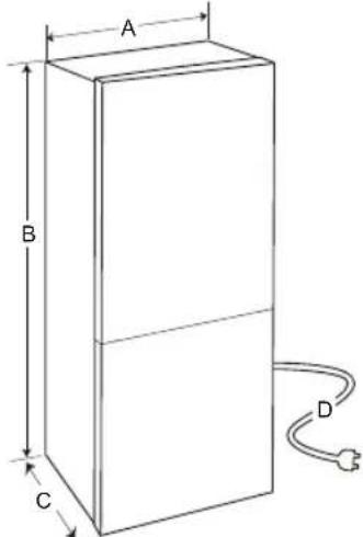 LG GBB61BLHEC - Izméri un nepieciesamie attalumi lidz citiem prieksmetiem - 1