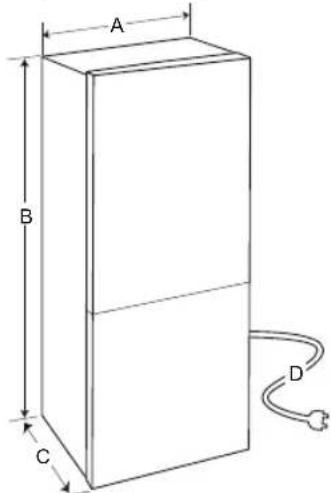 LG GBB61BLHEC - Dimensiuniși distanta fata de alte obiecte - 1