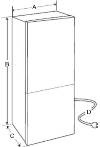 LG GBB61BLHEC - Dimenzije in razdalje - 1