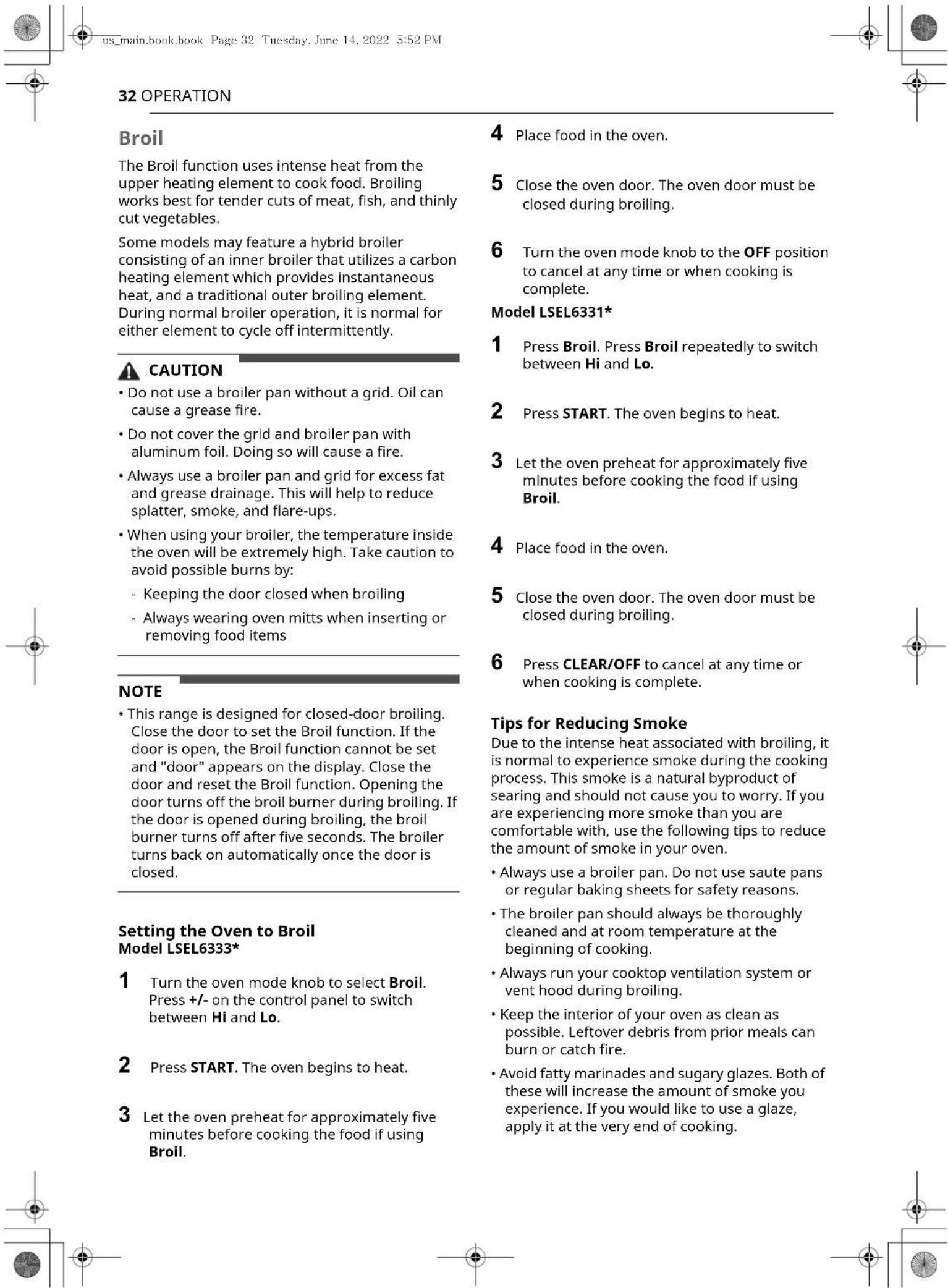LG LSEL6333F - Recommended Baking and Roasting Guide - 2