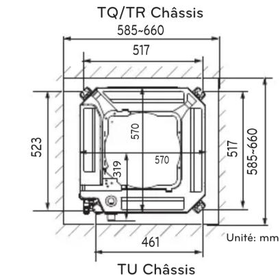 TQ/TR Châssis 585-660 517 523 570 319 570 517 585-660 461 Unité: mm TU Châssis