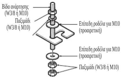 Bída anáptnçs (W3/8 ñ M10) Паξιάδι (W3/8 ñ M10) Επίπεδη ροδέλα για M10 (προαιρετική) Επίπεδη ροδέλα για M10 (προαιρετική) Паξιάδι (W3/8 ñ M10)