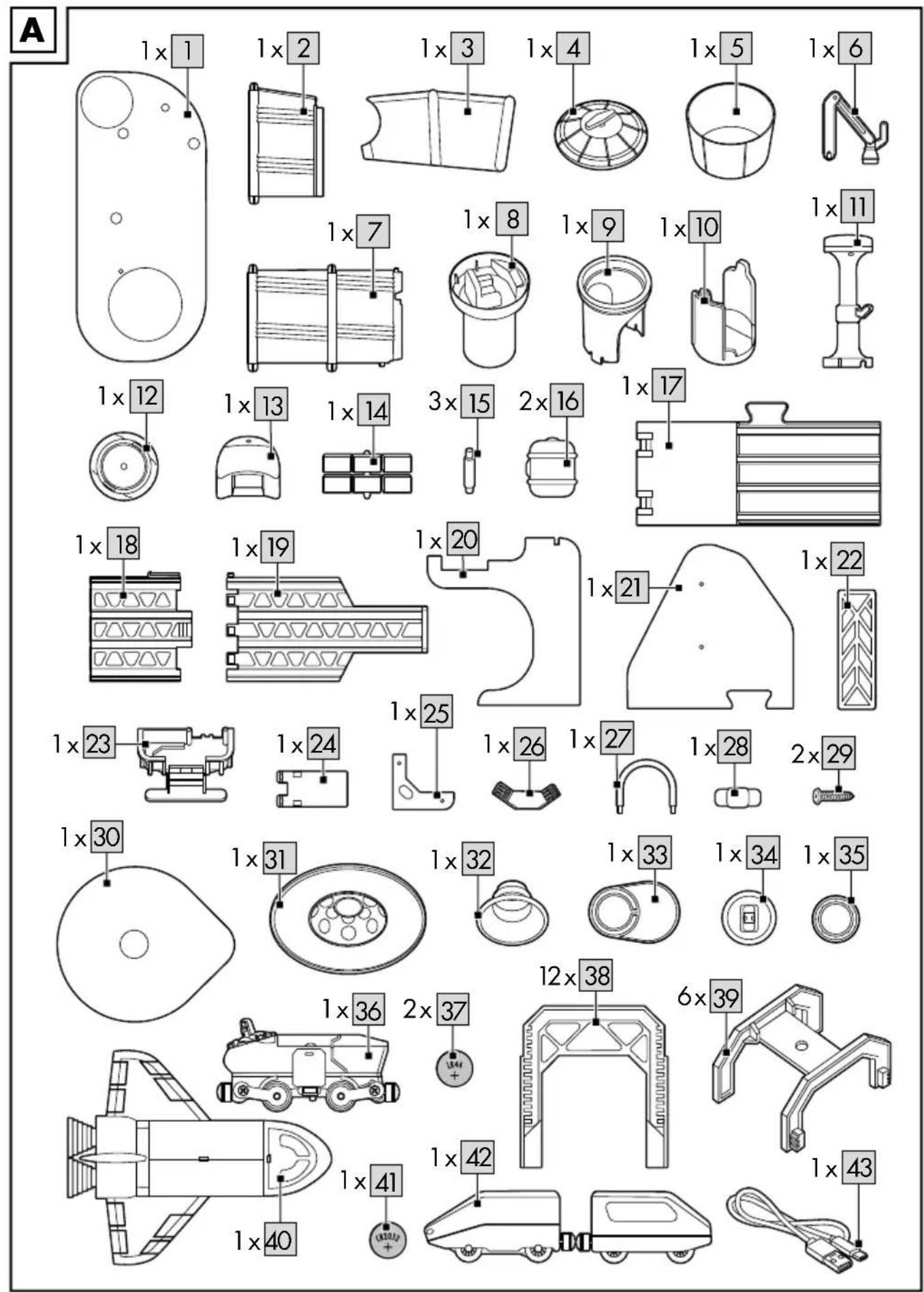 Playtive IAN 391021 - ZELEZNISKI KOMPLET VESOLJSKA POSTAJA - 2
