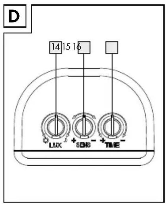 D 14 15 16 LUX + SENS - TIME