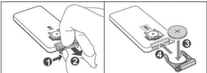 SHARP CPSS30 - Colocacion de la pila del mando a distancia - 1