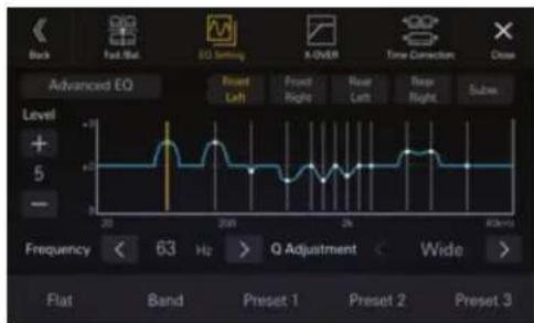 ALPINE iLX705E46 - Ajustement de la courbe de l'égaliseur paramétrique (EQ avancé/EQ de base) - 1