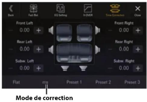 ALPINE iLX705E46 - Réglage du mode Time Correction - 1