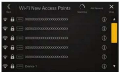 ALPINE iLX705E46 - Appuyez pour sélectionner dans la liste le point d'accès auquel vous voulez vous connecter. - 1