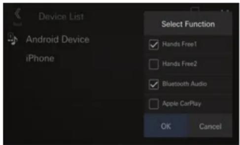 ALPINE iLX705E46 - Sélectionnez la fonction du périphérique connecté sur l'écran Sélectionnez la fonction et appuyez sur [OK]. - 1
