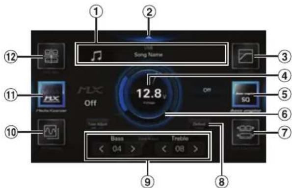 ALPINE iLX705E46 - Appuyez sur la partie supérieure centrale [▼] de l'écran Accueil. - 2