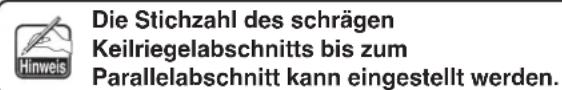Die Stichzahl des schrägen Keilriegelabschnitts bis zum Parallelabschnitt kann eingestellt werden.
