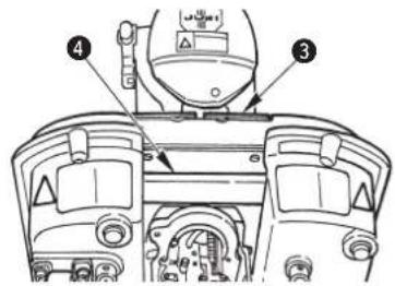 Technical diagram of a vehicle engine compartment with numbered parts labeled ③, ④, and a valve component.