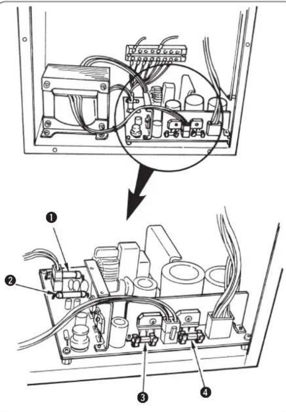 Technical diagram showing electrical wiring connections within an enclosure, with numbered annotations for components.