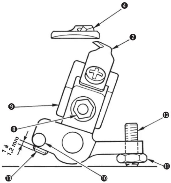 Technical diagram of a mechanical assembly with numbered components and dimension annotations