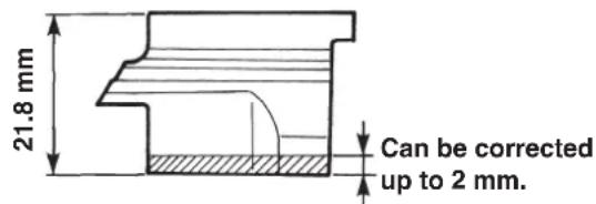 21.8 mm Can be corrected up to 2 mm.