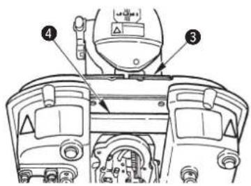 Technical diagram of a vehicle engine compartment with numbered parts labeled 3, 4, and a valve component.