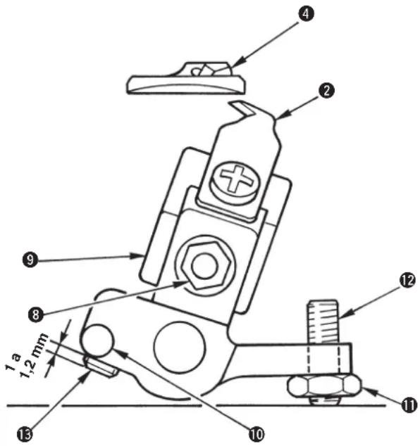 Technical diagram of a mechanical assembly with numbered components and dimension annotations