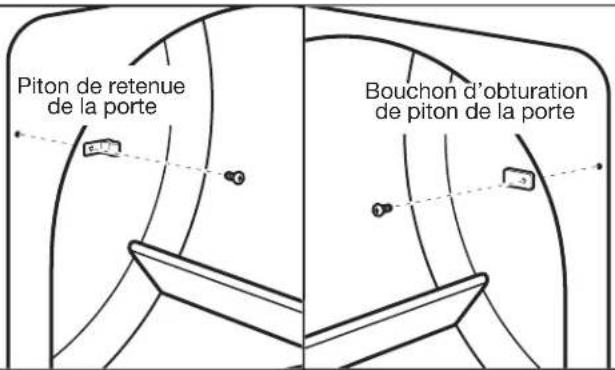 AMANA 4396037RP - Retirer le piton de retenue de la porte et le bouchon d'obturation de piton de la porte - 1