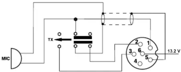 STABO XM 3006e 1224 V VOX - Configuration of the microphone plug connector (six-pin) - 1
