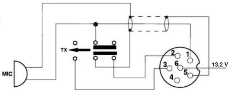 STABO XM 3008e VOX 1224 - Affectation des pôles du connecteur de microphone (six pôles) - 1