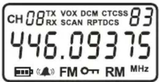 CH08TX VOX DCM CTCSS 83 RX SCAN RPTDCS 446.09375 FM RM MHz