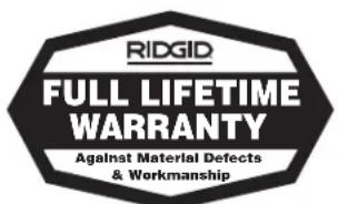 RIDGID 1215 - No other express warranty applies - 1