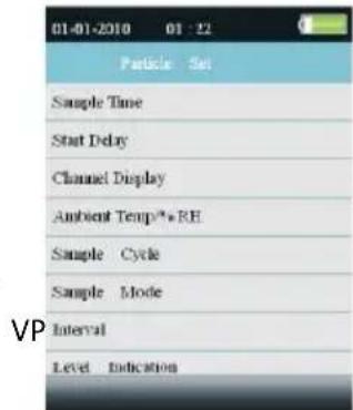 Extech VPC300 - Mode de configuration de la numérotation de particules - 1