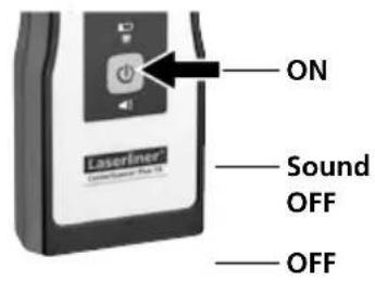 Laserliner CenterScanner Plus - Device ON/OFF / sound ON/OFF - 1