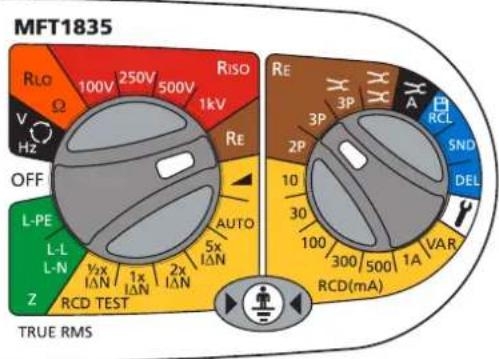 Megger MFT1800 - .2 將旋轉選擇器開關設定至 - 1
