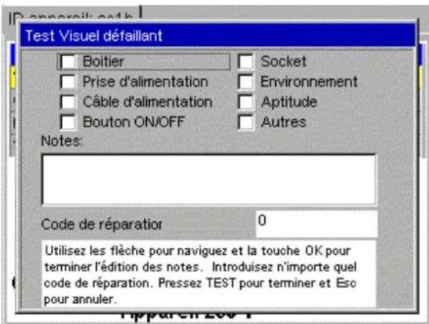 Megger PAT420 - Défaut visuel - 2