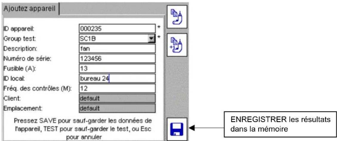 Megger PAT420 - Enregistrer un résultat de test - 2