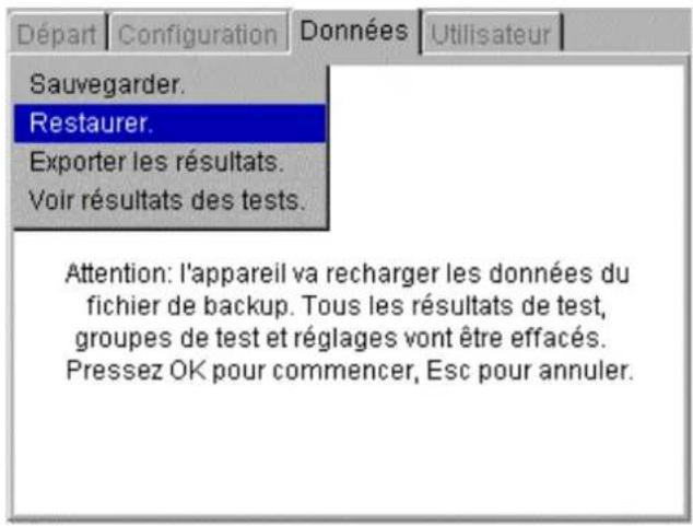Megger PAT420 - Importation / restauration de données depuis une clé USB - 1