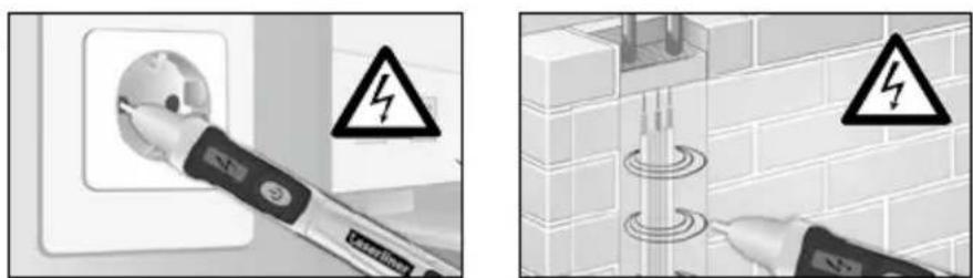 Safety warning illustration showing electrical shock hazard and electrical circuitry with a fuse and plug.