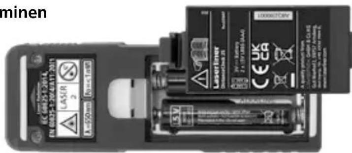 Laserliner DistanceCheck - Paristojen asettaminen - 1