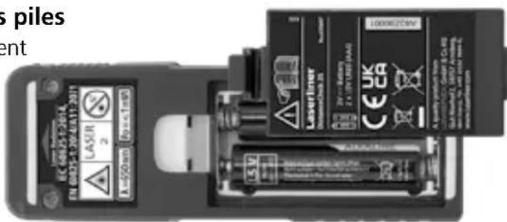 Laserliner DistanceCheck - Mise en place des piles - 1