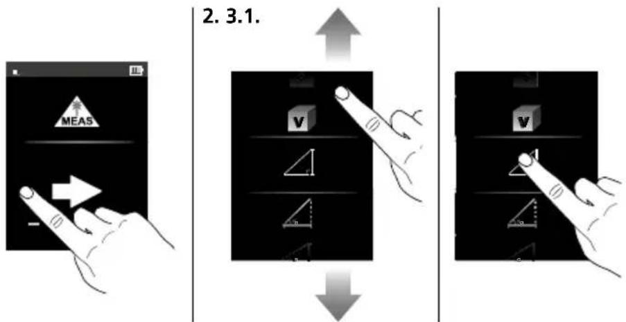 Laserliner LaserRangeMaster T7 - Przełączanie funkcji pomiaru: - 1