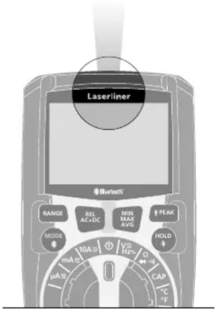 Laserliner Bluetooth® RANGE REL AC+DC MIN MAX AVG PEAK MODE 10A Hz Ω HOLD μA CAP °C °F
