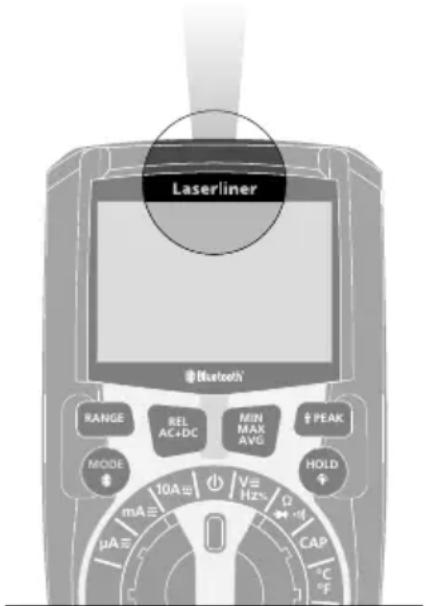Laserliner Bluetooth® RANGE REL AC+DC MIN MAX AVG PEAK MODE 10A V= Hz% HOLD mA μA CAP °C °F