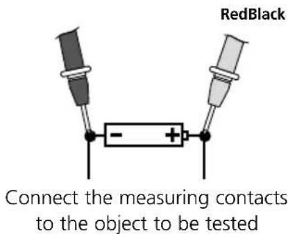 RedBlack Connect the measuring contacts to the object to be tested