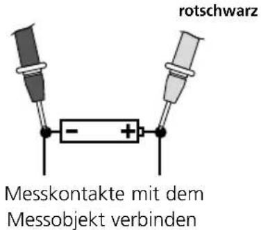 rotschwarz Messkontakte mit dem Messobjekt verbinden