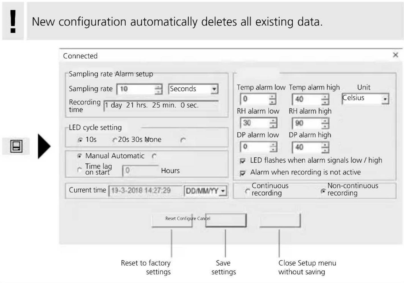 Laserliner ClimaData Box - Setup menu - 1