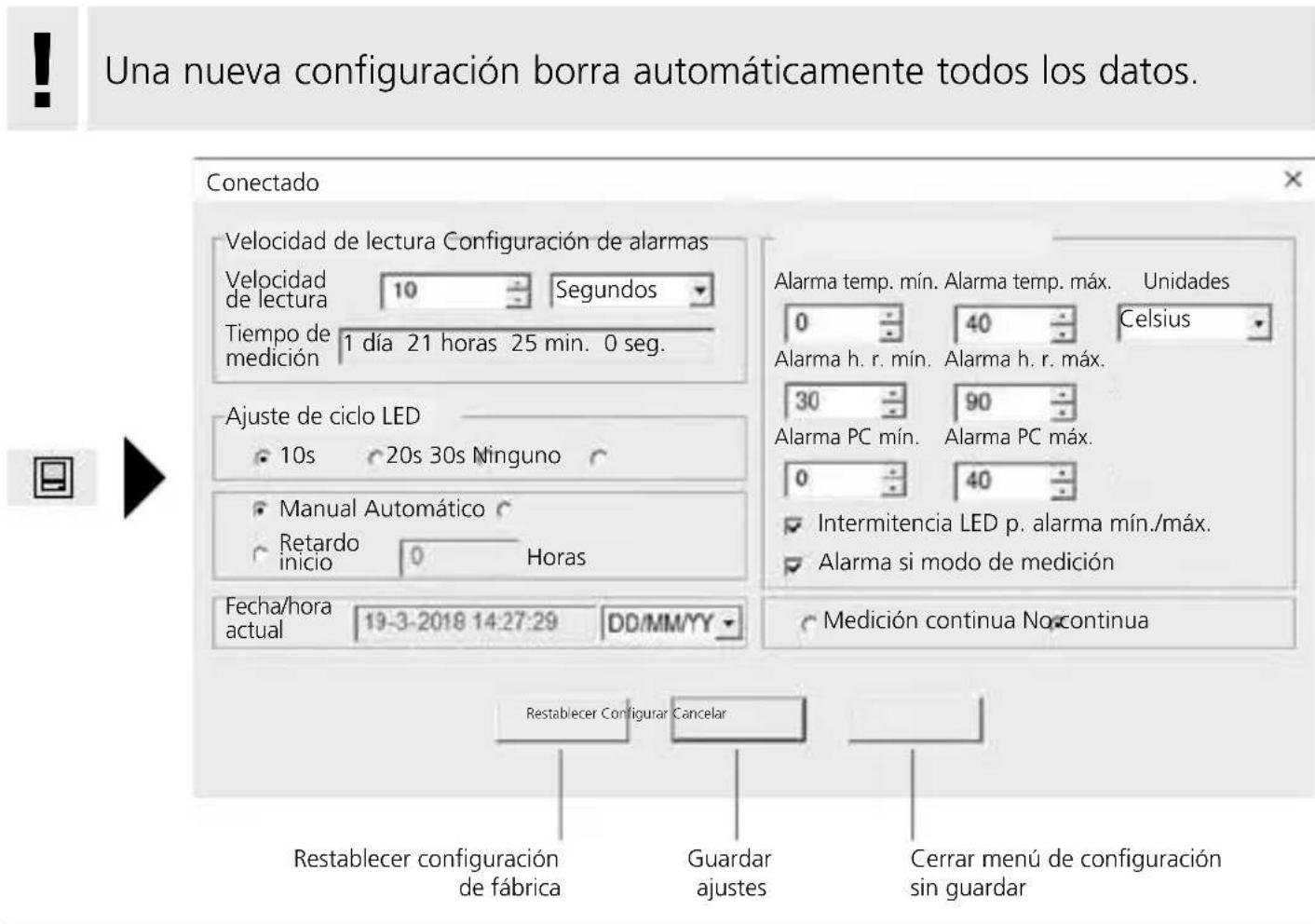 Laserliner ClimaData Box - Menu de configuración - 1