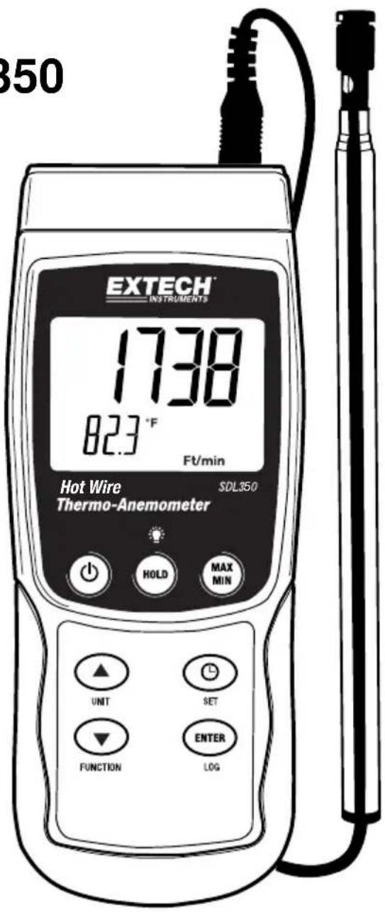 Extech SDL350 - Thermo-anémomètre à fil chaud avec enregistreur de données - 1