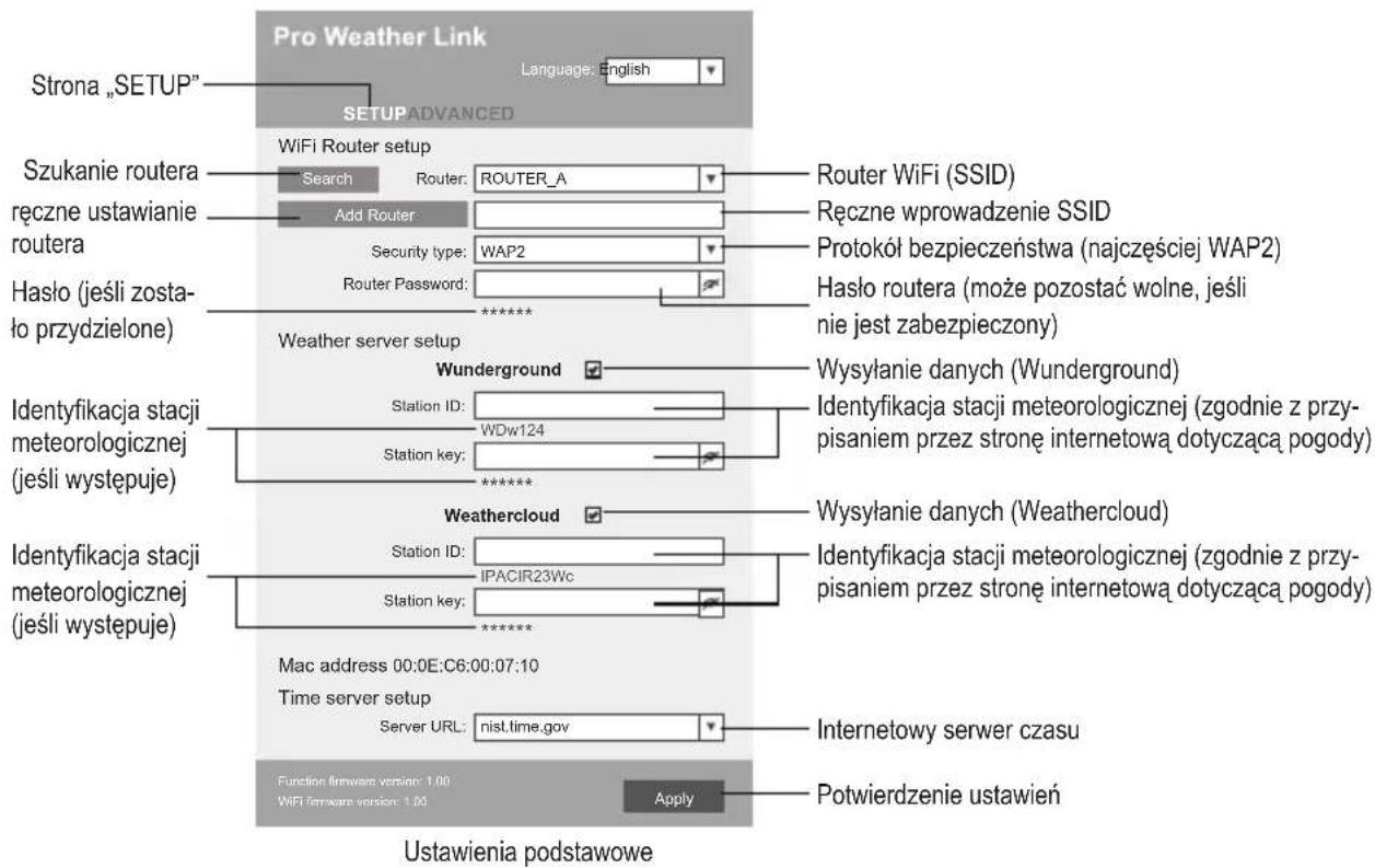 Eurochron EC4406126 - a) Strona konfiguracyjna staci meteorologicznej - 1